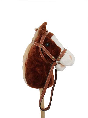 GERILEO Caballo Palo de Juguete con Sonido - Peluche Caballo - Diversos Divertidos Colores (Marrón Claro)