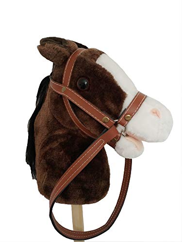 GERILEO Caballo Palo de Juguete con Sonido - Peluche Caballo - Diversos Divertidos Colores (Marrón Claro)