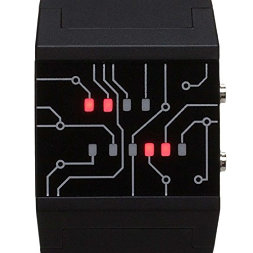 getDigital 7235 - Reloj Digital que Marca la Hora en Modo Binario para Profis, con Luces LED, Negro