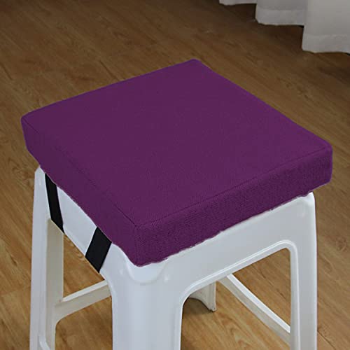 GGoty Cojín grueso de 5/8 cm, cojín de asiento cuadrado para silla de comedor, cojines de asiento, antideslizante para silla de escuela en el hogar, taburete (30 x 30 x 5 cm, púrpura)