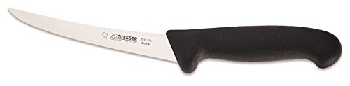 Giesser Messer Cuchillo deshuesador negro de 15 cm, hoja curvada y fuerte, cuchillo profesional