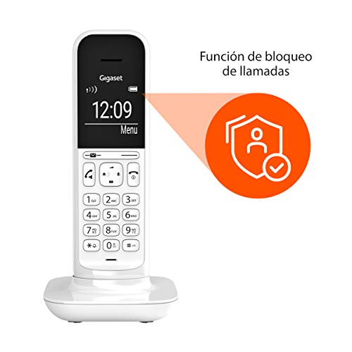 Gigaset CL390 - Teléfono fijo inalámbrico para casa, pantalla iluminada, agenda 150 contactos, blanco