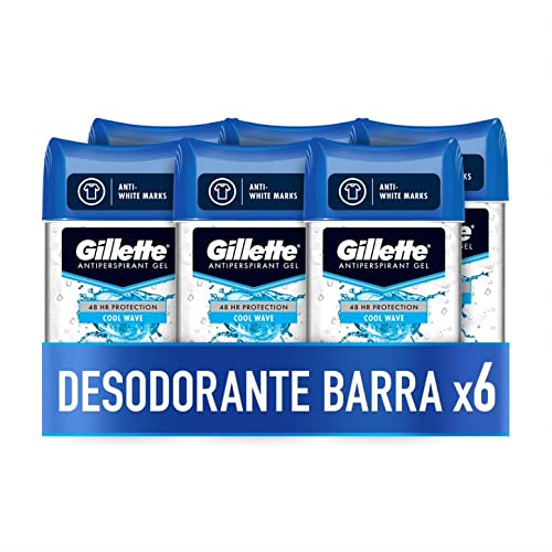 Gillette Clear Gel Desodorante Y Antitranspirante Cool Wave Para Hombre 70ml x6