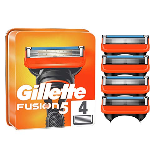 Gillette Fusion 5 Cuchillas de Afeitar Hombre, Paquete de 4 Cuchillas de Recambio