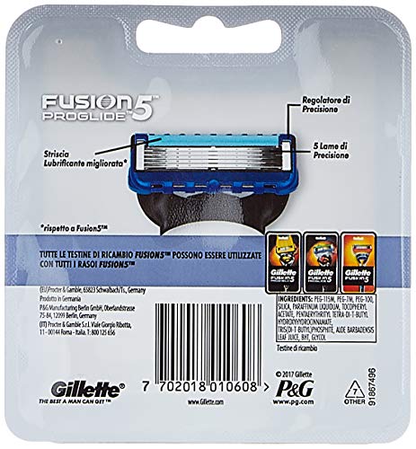 Gillette Fusion 5 ProGlide Cuchillas de Afeitar Hombre con Tecnología FlexBall, Paquete de 4 Cuchillas de Recambio