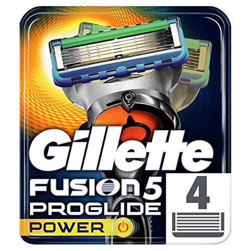 Gillette Fusion 5 ProGlide Power Cuchillas de Afeitar Hombre, Paquete de 4 Cuchillas de Recambio