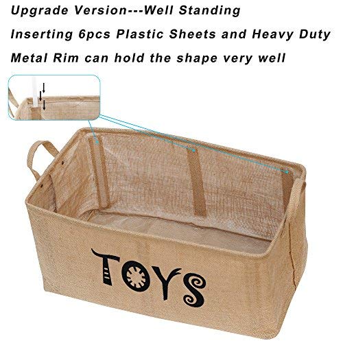 Gimars Contenedor de canasta grande para juguetes Caja de almacenamiento plegable sin tapa Organizadores juguetes niños en yute(22 pulgadas)
