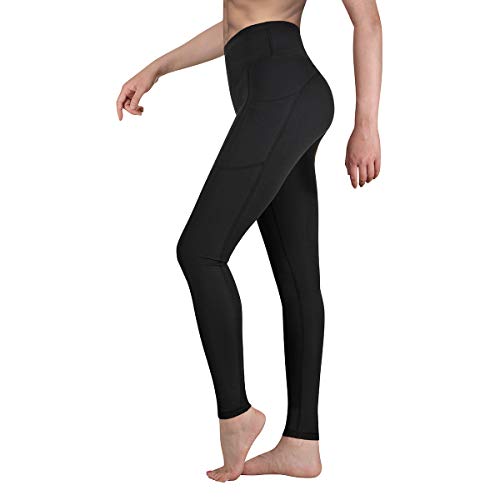 GIMDUMASA Pantalón Deportivo de Mujer Cintura Alta Leggings Mallas para Running Training Fitness Estiramiento Yoga y Pilates GI188(Negro,XL)