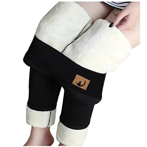 Gkojhj Leggings Térmicos Pantalones Invierno para Mujer Leggings Forro Polar Polainas de Cintura Alta Suave Elásticos Forrado de Terciopelo Grueso Calientes Bragas Casual Deportivo Leggins Mujer
