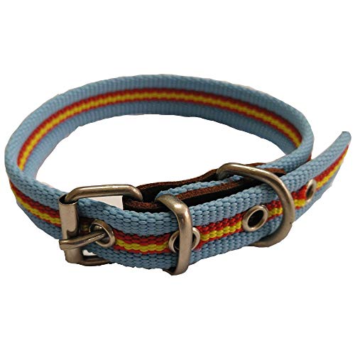 Global Collar de Perro Bandera de España Color Celeste | Collar de Perro de algodón | Collar 35 cms