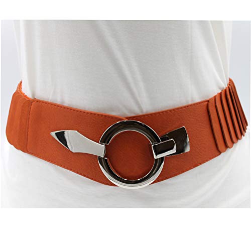 Gloop Cinturón elástico para mujer, 6 cm de ancho, anillo plateado, Naranja Oscuro 18905a18, Talla única