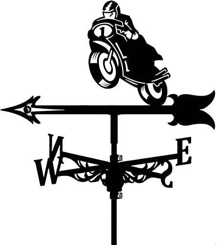 GNSMECDAT Veleta para Motocicleta con Montaje en el Techo, Granja, Caza, Veleta, indicador Creativo de dirección del Viento con Revestimiento para Soporte de Metal para Exteriores
