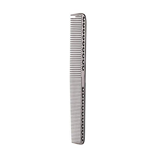 Gobesty Peine de aluminio de pelo espacial, 21.5 * 2.4cm Peine de peluquería antiestática para salón con bolso de cuero, negro
