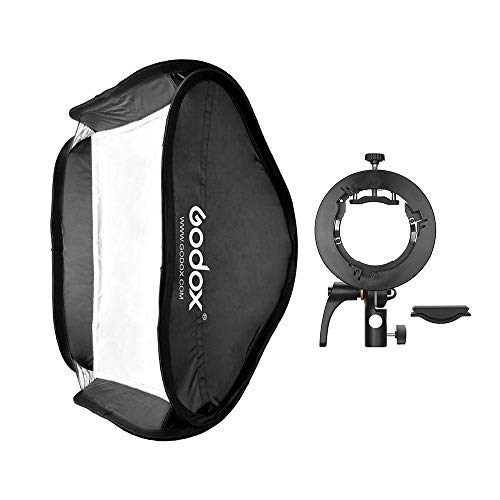Godox Softbox 60 * 60cm Flash Softbox Difusor con Soporte Tipo S2 Montura Bowens Compatible con Godox Serie AD200Pro / V1 / Serie TT350 / Serie V860Ⅱ / AD400Pro (Sin Rejilla)