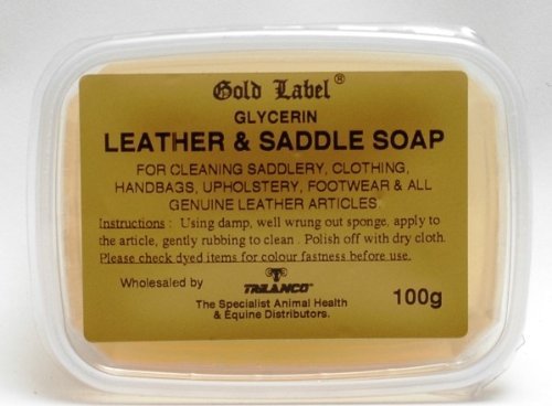Gold Label Saddle Soap - Jabón de glicerina para Limpiar monturas, Ropa, Bolsos, tapizados, Zapatos y Otros Productos de Piel.
