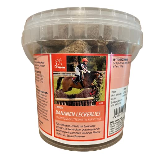 Golosinas de plátano, golosinas para caballos + sabor plátano, golosinas naturales para caballos + vitaminas, oligoelementos minerales, alimento para caballos, premio para pony, 4 unidades de 400 g