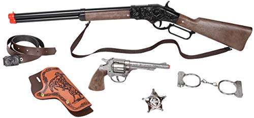 Gonher S.A.-Set Rifle Pistola Cowboy, Color Plata, sin Talla (A1203057)