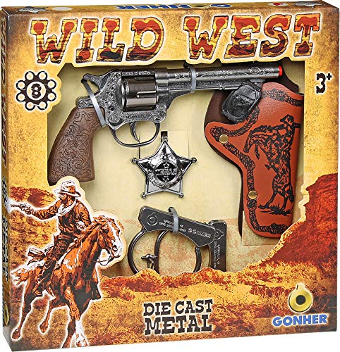 GONHER-set cowboy pistola esposas, color plata, sin talla (37-157)