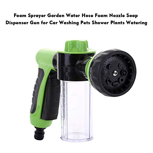 Goolsky - Pulverizador de espuma para jardín, manguera de agua, boquilla de espuma, dispensador de jabón, pistola para lavado de coches, mascotas, plantas, ducha y riego