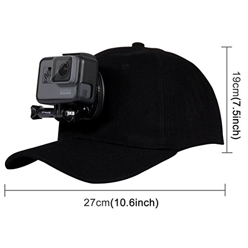 Gorra de béisbol Puluz con soporte de gancho en J y tornillo de 6,35 mm para todas las cámaras GoPro, SJ y Xiaoyi, color negro