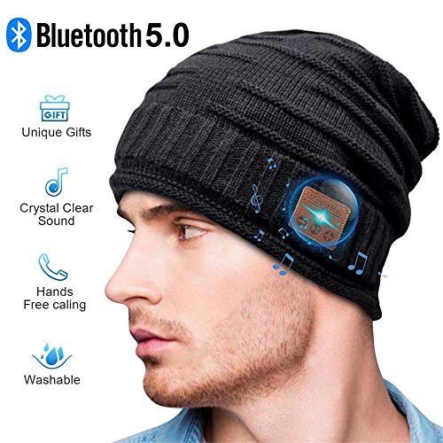 Gorro Bluetooth Regalo Original para Hombres y Mujeres, Gorro con Auriculares Bluetooth, Bluetooth 5.0 Gorros Invierno Hombre, Gorro Deportivo Ultra Suave, Regalos Personalizados para Navidad