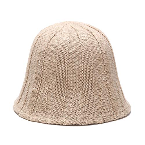 Gorro de Punto Invierno Caliente Tejido Unisex,Unisex Lightweight Thermal Winter Hat，Winter Hat Solid Color Warm Dome Cashmere Fisherman Hat Wool Knitted Hat-Apricot