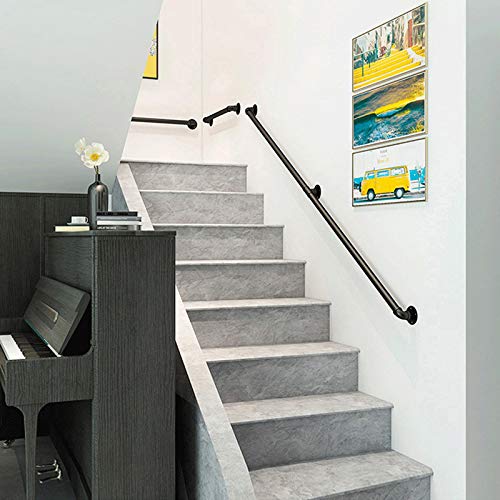 Gorssen Pasamanos de escalera de hierro forjado para interiores y exteriores, poste de apoyo para barandillas de escaleras para niños mayores, reposabrazos antideslizante,30cm