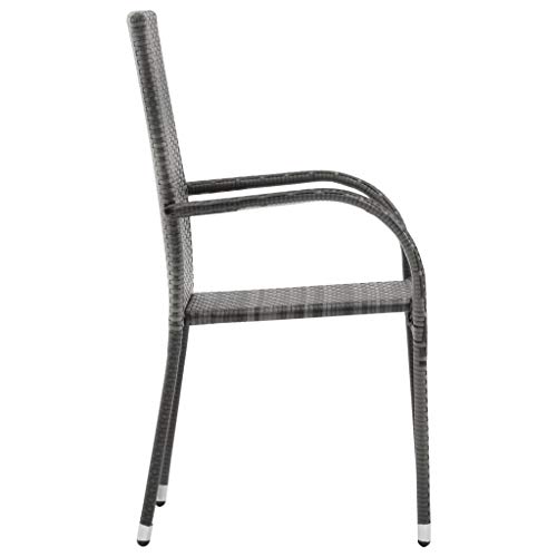 GOTOTOP – Juego de 2 sillas de jardín de resina trenzada y marco de acero, silla de comedor, silla de exterior, apilable, silla para jardín, balcón, terraza
