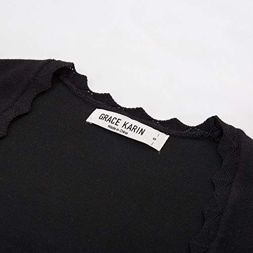 GRACE KARIN Bolero de Mujer con Parte Delantera Abierta En Abrigo de Ligero Color Negro S CL10960-1