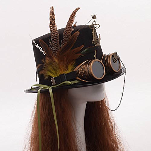 GRACEART Unisexo Steampunk Sombrero Gafas de protección Sombrero de Copa (Circunferencias de la cabeza-61cm)