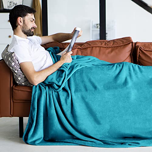 Gräfenstayn® Coperta morbida - tante dimensioni e colori diversi - coperta in microfibra da soggiorno copriletto copri divano - vello in microfibra di flanella (Turchese, 240x220 cm)