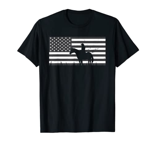 Gran Bandera Americana Vaquero Diseño Western Equitación Camiseta