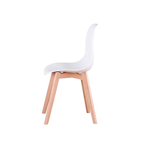 GrandCA HOME Nordica Silla de Comedor Pack 4 Sillas Comedor Madera Moderna para Oficina Cocina (Blanco-4 sillas)