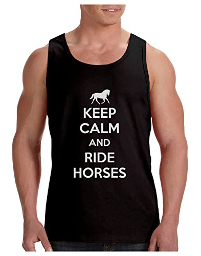 Green Turtle T-Shirts Camiseta de Tirantes Hombre - Keep Calm and Ride Horses - Regalo Original para los Amantes de los Caballos y la Equitación Medium Negro