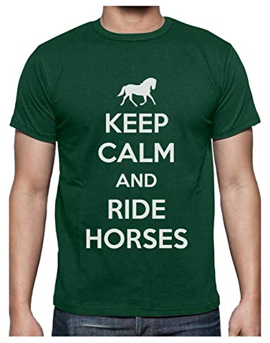 Green Turtle T-Shirts Camiseta para Hombre - Keep Calm and Ride Horses - Regalo Original para los Amantes de los Caballos y la Equitación Large Verde Menta