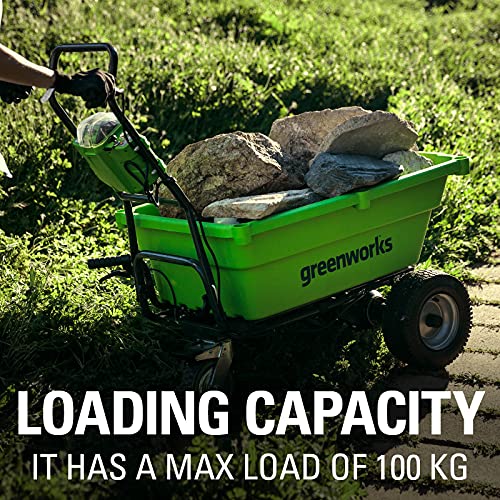 Greenworks Carretilla Akku G40GC (Li-Ion 40V 4,2 km/h velocidad de conducción 2,4 km/h velocidad de retroceso 100kg carga máxima sin batería y cargador)