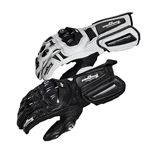 Guantes de Fibra de Carbono de Cuero de la Motocicleta Cross-Country Mountain Bike Motorcycle Gloves Montar Motocicleta Guantes de Jinete (Color : A White, Size : XL)