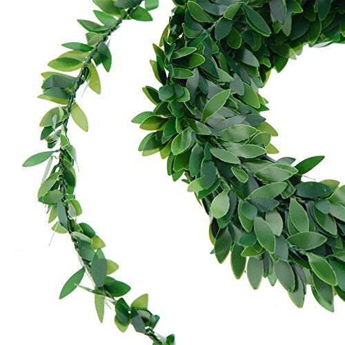 Guirnalda de hojas verdes artificiales de seda, hojas de enredadera falsa, decoración de pared para fiesta de boda, 7,5 metros, de Ruick.