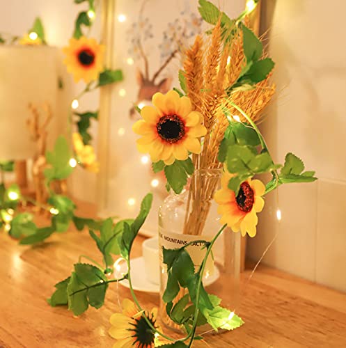 Guirnalda Luces, Guirnalda Artificial Sunflower String Light, Funcionan con Pilas 20 Luces LED de Alambre Guirnaldas para Decoración Fiesta de Navidad