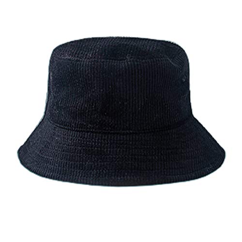 GUMEI Unisex Invierno cálido Pana Terciopelo Sombrero de Cubo Acanalado Color sólido Gorra de Pescador