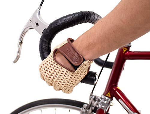 Gusti Steve L. S - Guantes de piel para bicicleta, sin dedos, acolchados, ganchillo, color marrón