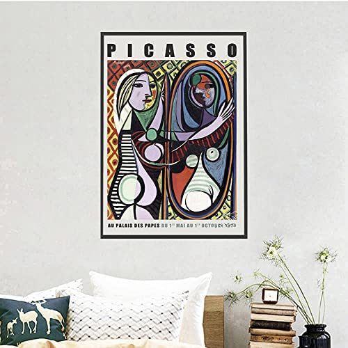 GYJDD Cuadros decoracionPóster de Lienzo de Pablo Picasso Arte de Pared Abstracto con Rostro de Mujer Pintura Surrealista de Picasso Cuadro Moderno de Picasso decoración50x70cm x1 Sin Marco