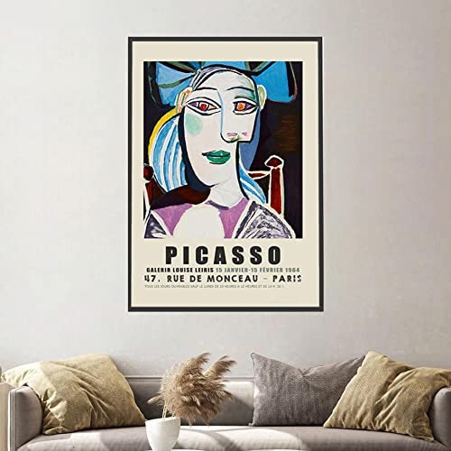 GYJDD lienzos decorativosPóster de Lienzo de Pablo Picasso Arte de Pared Abstracto con Rostro de Mujer Pintura Surrealista de Picasso Cuadro Moderno de Picasso decoración60x90cm x1 Sin Marco