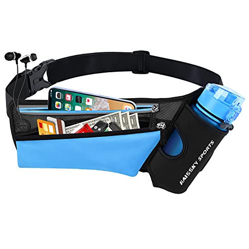 HAISSKY Riñonera Running para Correr Deportiva Impermeable Multifuncional Bolso de Cintura con Portabotellas para iPhone 12 Pro MAX 11 XS MAX,Galaxy S10 para Deportes o Viaje al Aire Libre