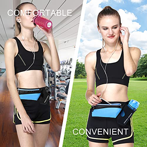 HAISSKY Riñonera Running para Correr Deportiva Impermeable Multifuncional Bolso de Cintura con Portabotellas para iPhone 12 Pro MAX 11 XS MAX,Galaxy S10 para Deportes o Viaje al Aire Libre