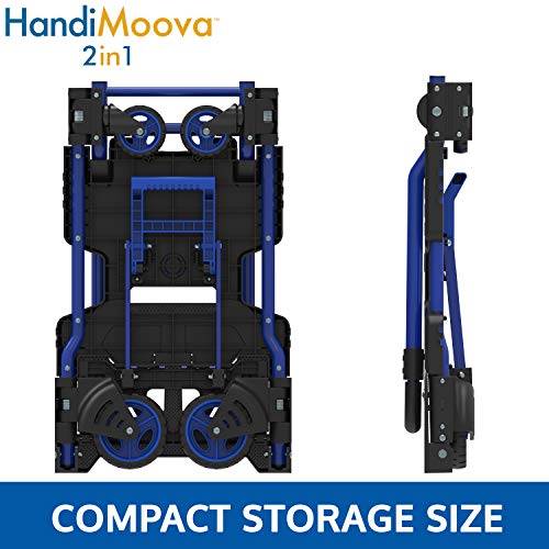HandiMoova 2 en 1 70 kg carretilla de plataforma plegable, 135 kg, carretilla de mano; se convierte en segundos