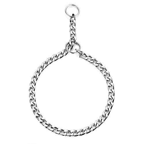 HAPPY HACHI Collar Consistent para Perros Collares de Acero Cadena Serpiente Metal para Adiestramiento(L 4.0mm*60cm)