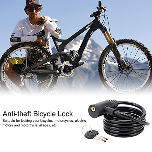 happygirr Candado antirrobo para bicicleta, 1,5 m, cable de seguridad con combinación de llaves, cable de acero, candado de equitación