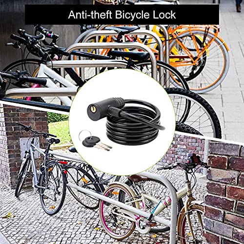 happygirr Candado antirrobo para bicicleta, 1,5 m, cable de seguridad con combinación de llaves, cable de acero, candado de equitación