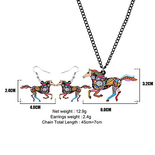 HappyL Sistemas de la joyería de acrílico de reproducción de Colores Pendientes Caballo Collar del Collar de la Manera del Animal for la Mujer Niñas Accesorios (Color : F)